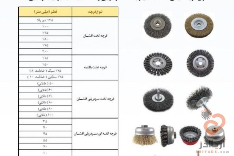 فروش عمده انواع فرچه سیمی تختِ افشان و بافته